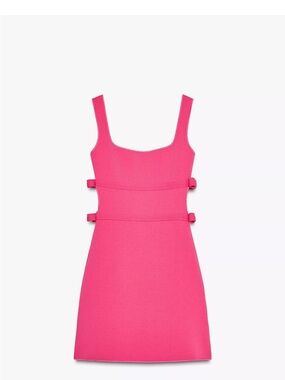 Zara Bright Pink Square-Neck Mini Dress